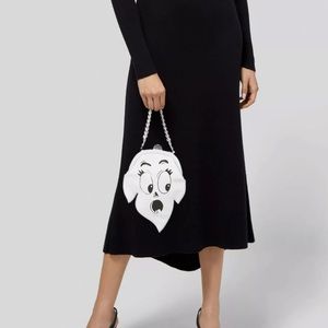 2020 Moschino Couture White Leather GHOST Pumpkin Face BAG clutch Halloween